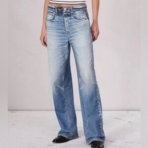 Mila Rosabella Sweatpant Fake Jeans in Acid Wash Light Blue Size Medium NWT!